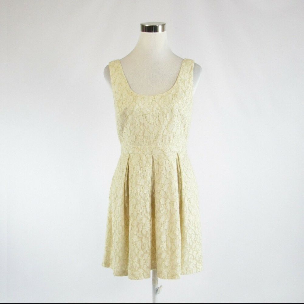Aidan Mattox cream lace tea dress 10